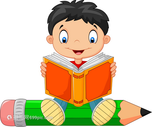 書香伴童年，智慧啟未來——卡通小男孩讀書廣告設計